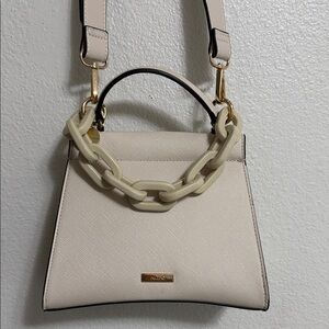 Aldo Elegant Cream Shoulder Bag with Chain Accent